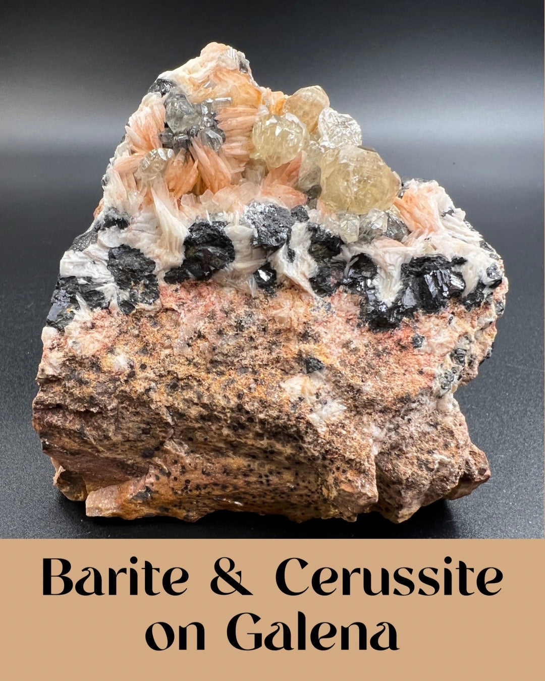 Barite & Cerussite on Galena