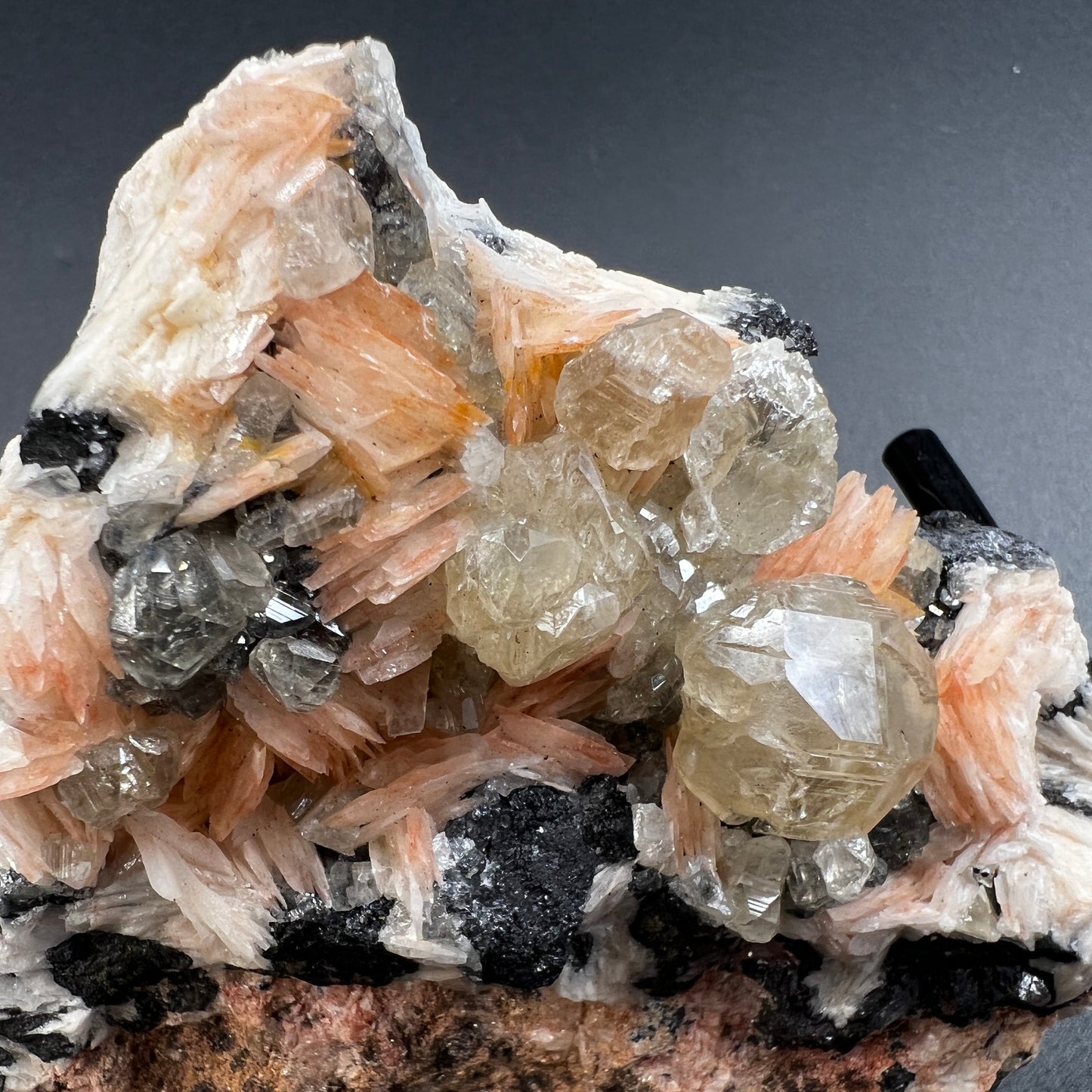 Barite & Cerussite on Galena