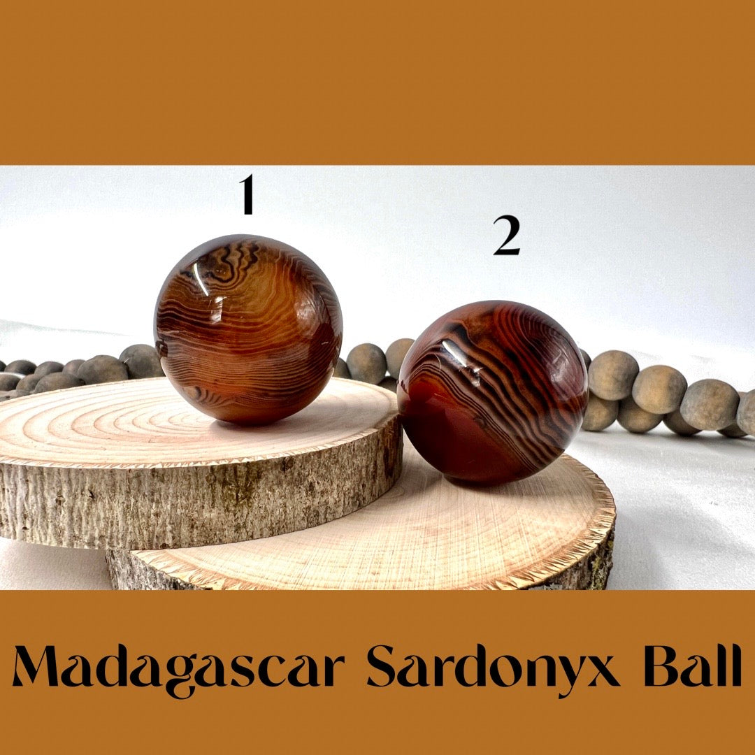 Two Madagascar Sardonyx Hand Massaging Balls (sold as set)