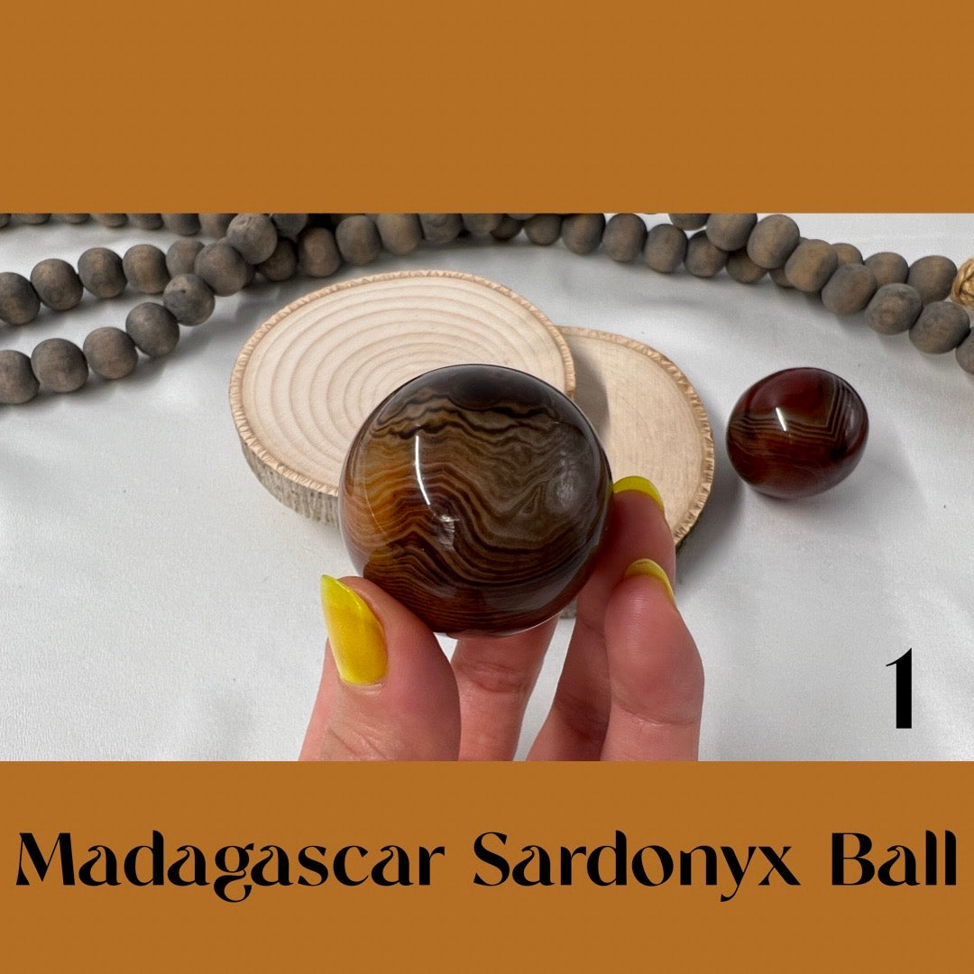 Two Madagascar Sardonyx Hand Massaging Balls (sold as set)