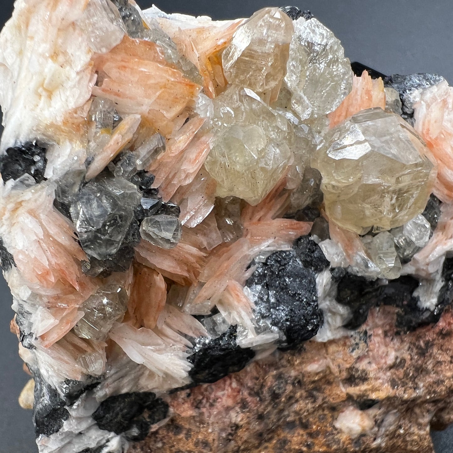 Barite & Cerussite on Galena