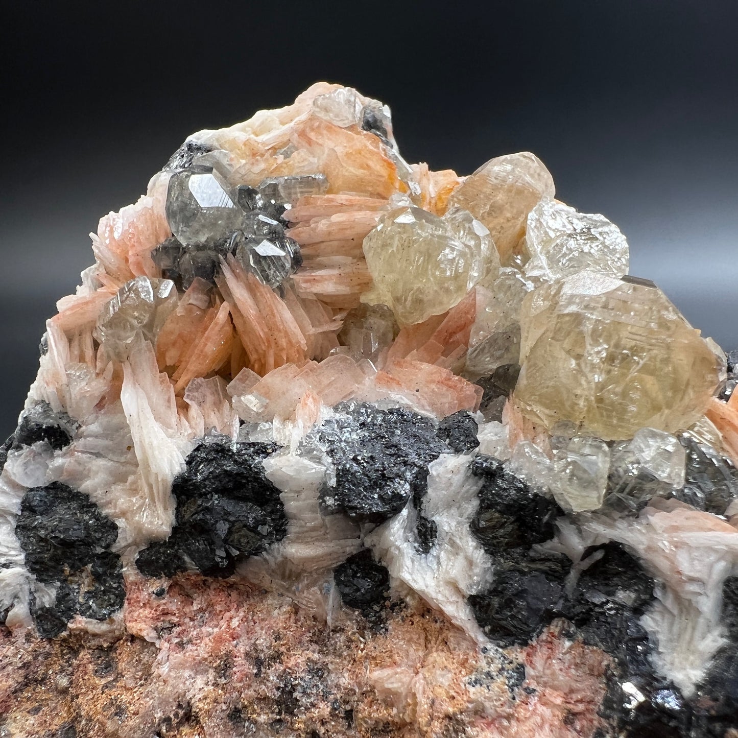 Barite & Cerussite on Galena