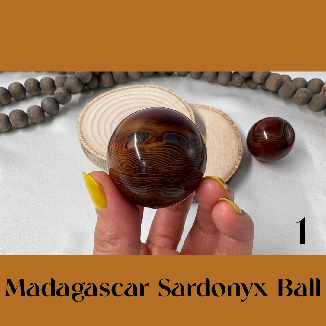 Two Madagascar Sardonyx Hand Massaging Balls (sold as set)