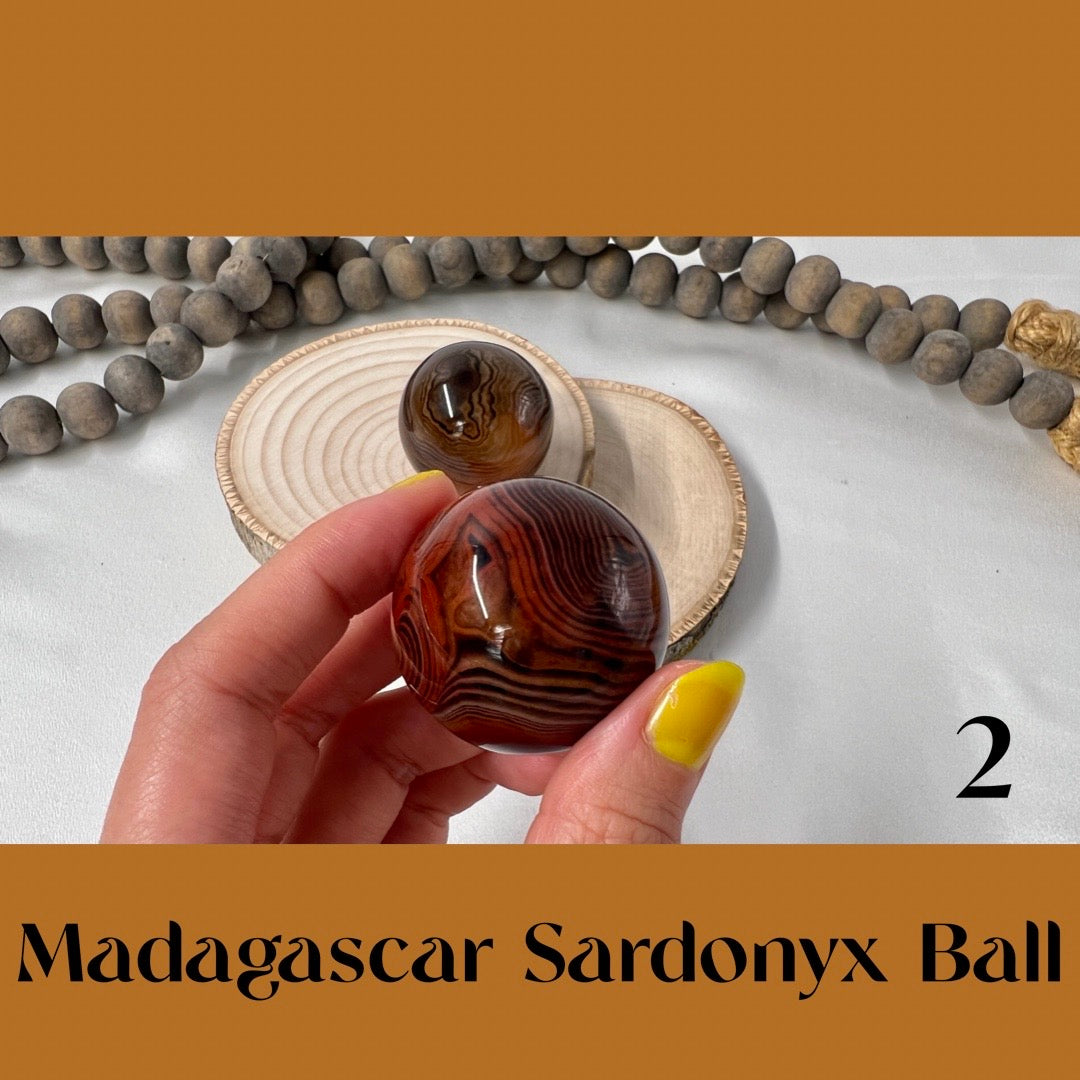 Two Madagascar Sardonyx Hand Massaging Balls (sold as set)