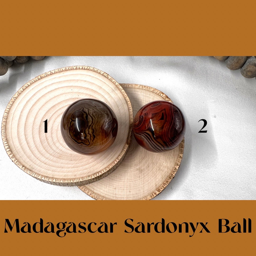 Two Madagascar Sardonyx Hand Massaging Balls (sold as set)