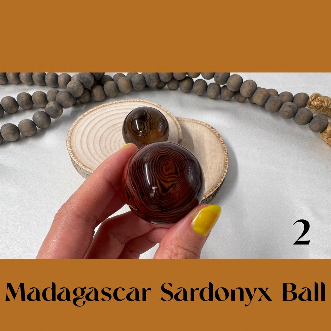 Two Madagascar Sardonyx Hand Massaging Balls (sold as set)